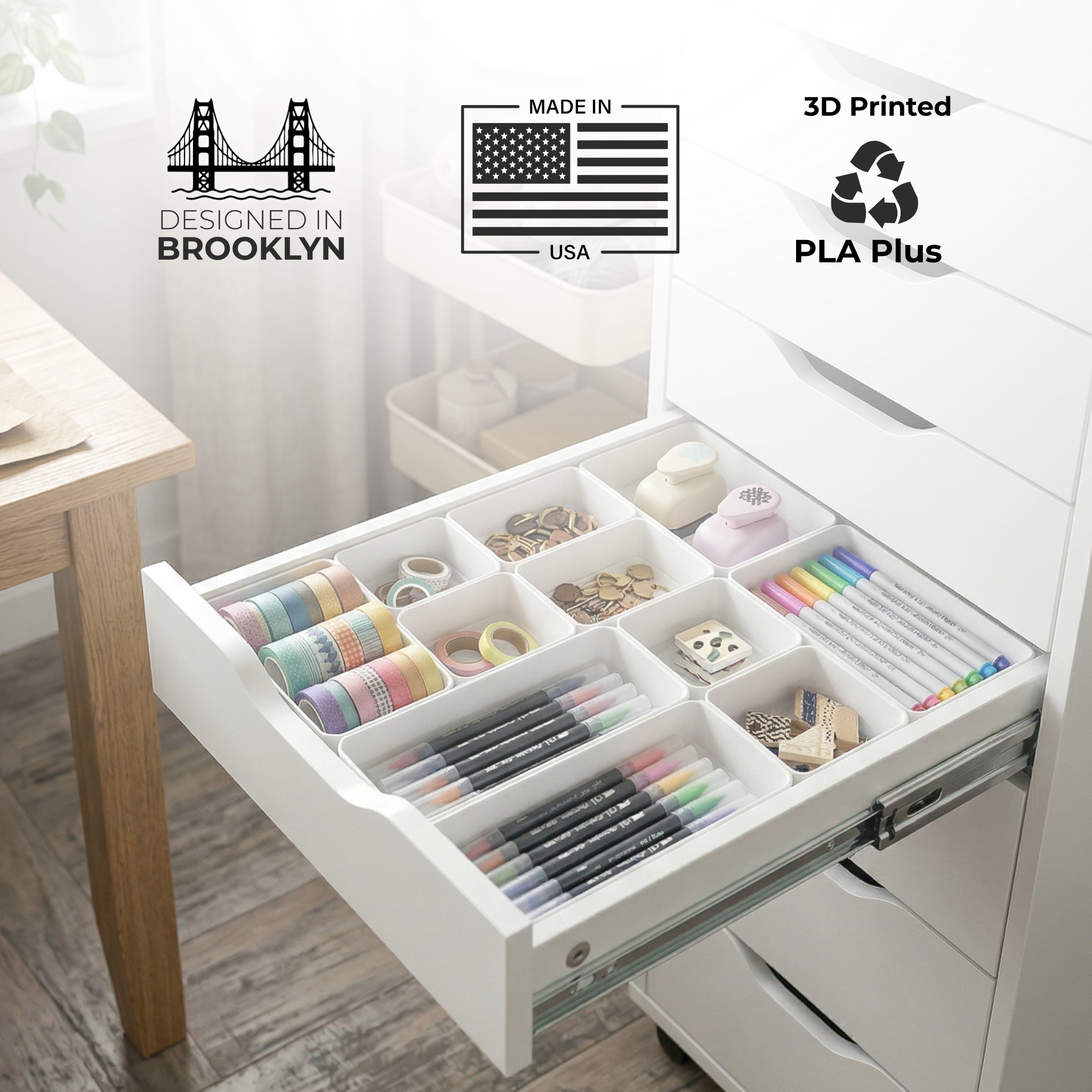 IKEA ALEX Bottom Drawer Organizer Inserts | Desk Drawer Dividers for Makeup, Office & Craft Storage | 3D Printed Modular