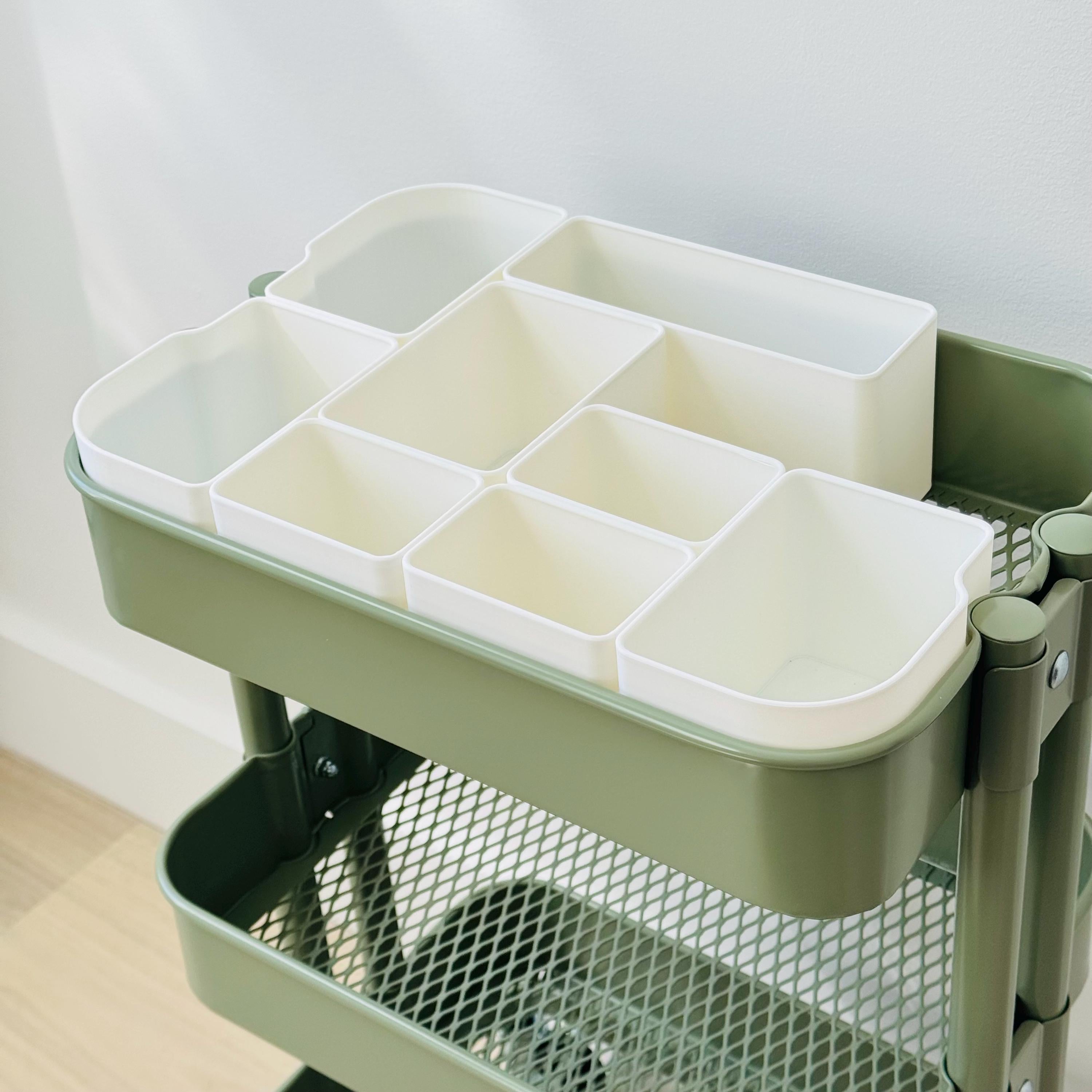 Modular Cart Organizer for IKEA Raskog & Other Carts | 3D Printed Storage Bins for Kitchen Office Craft Organization