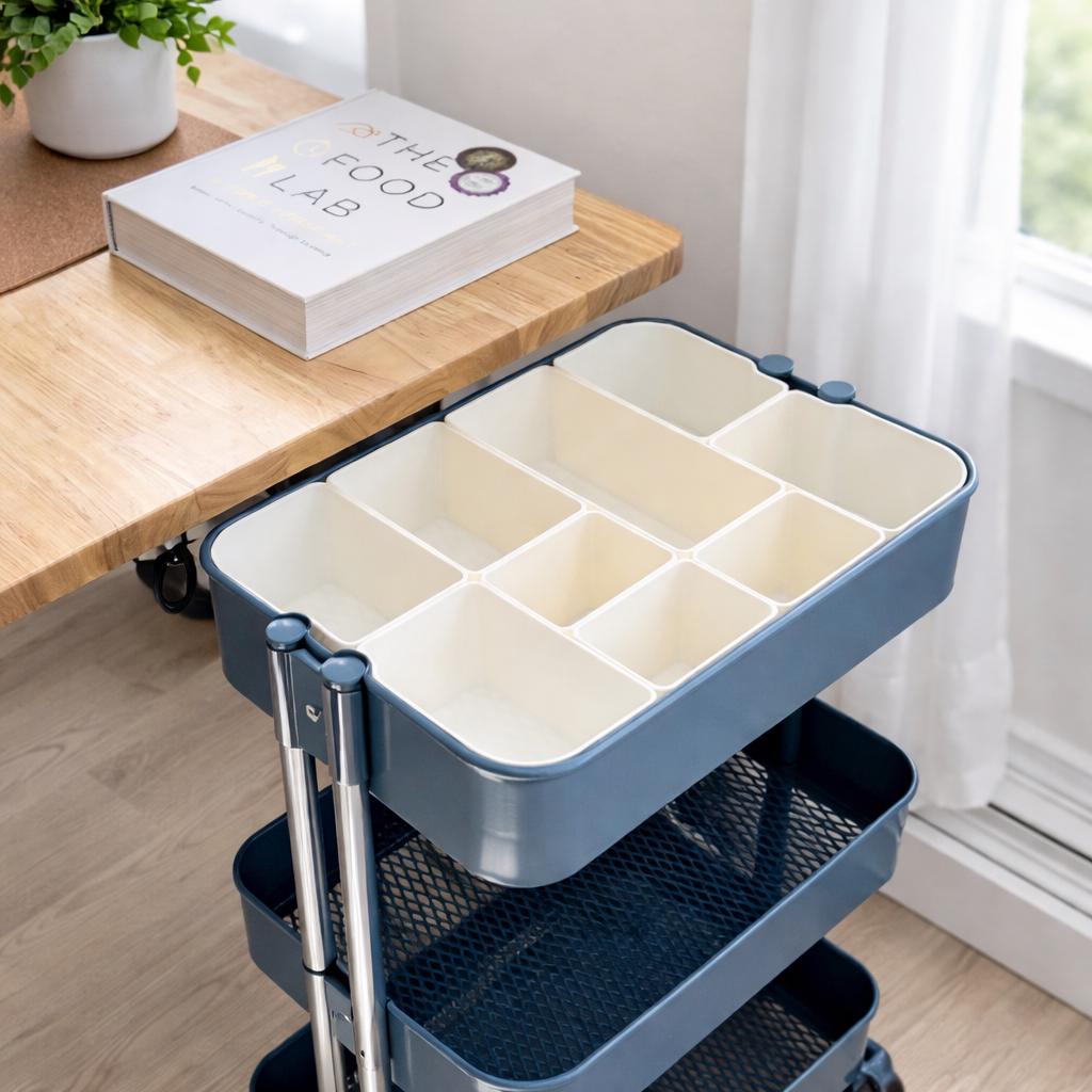 Craft Cart Organizer for IKEA Raskog | Modular Storage Bins for Sewing, Painting & Scrapbooking Supplies, Mobile Craft Room Cart