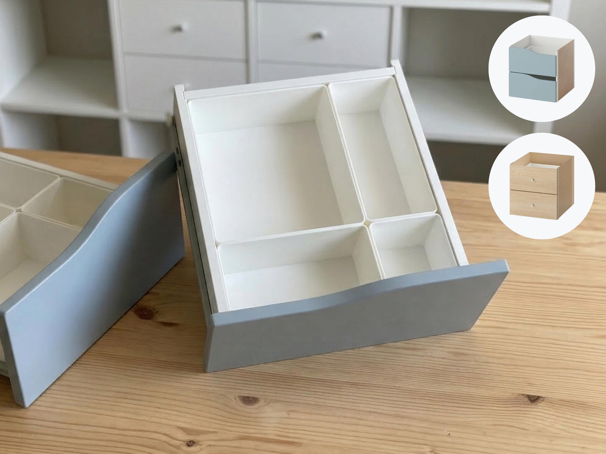Modular drawer organizer inserts for IKEA Kallax drawer