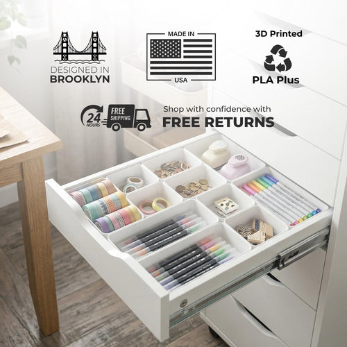 2.9” Tall Organizer Inserts for IKEA 9-Drawer Alex | Modular and Stackable Drawer Inserts for Perfect Fit and Versatility
