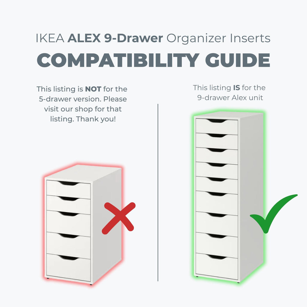 2.9” Tall Organizer Inserts for IKEA 9-Drawer Alex | Modular and Stackable Drawer Inserts for Perfect Fit and Versatility