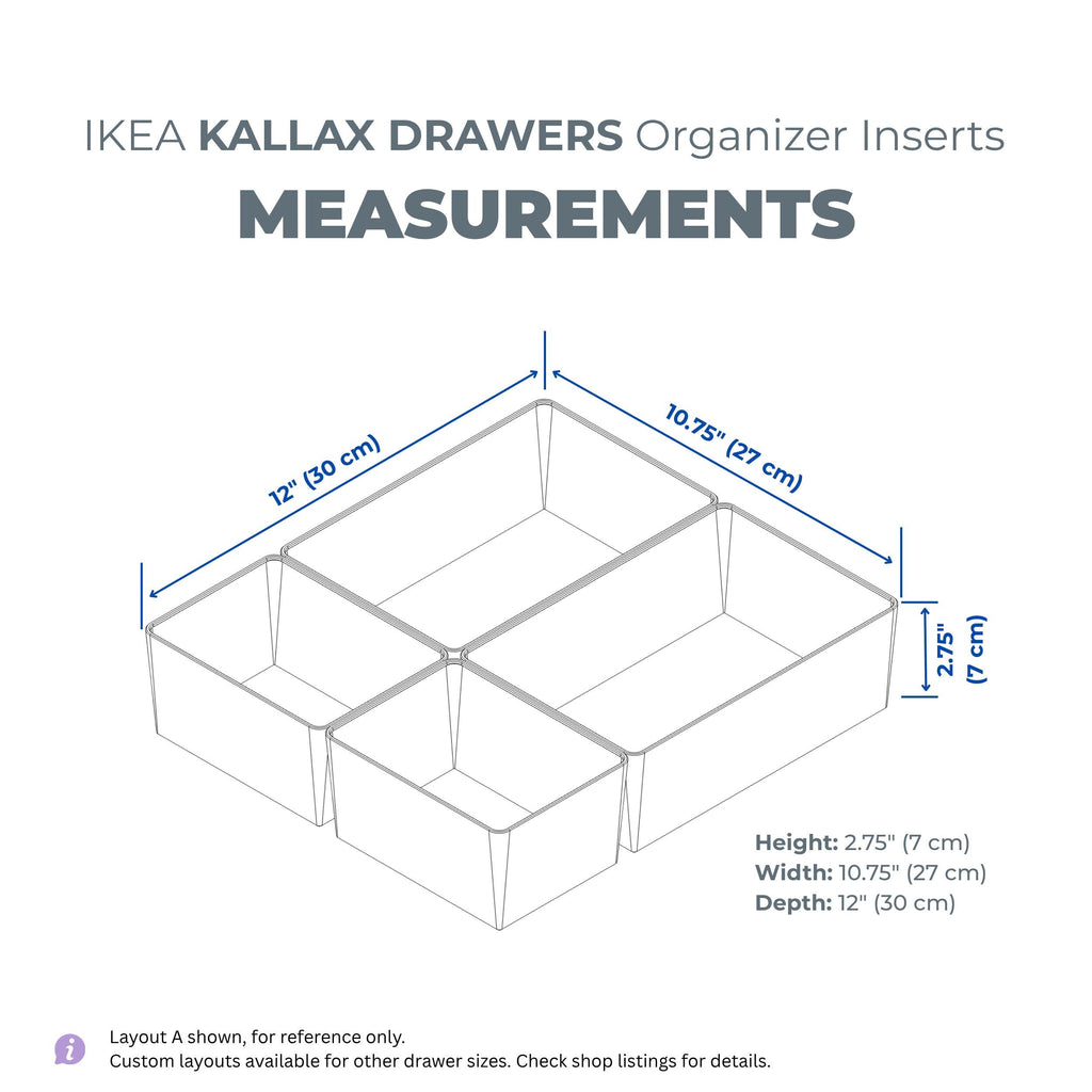 Modular Drawer Organizer Inserts for IKEA Kallax Drawer Insert, 2-Drawer Set, Mix & Match Layouts