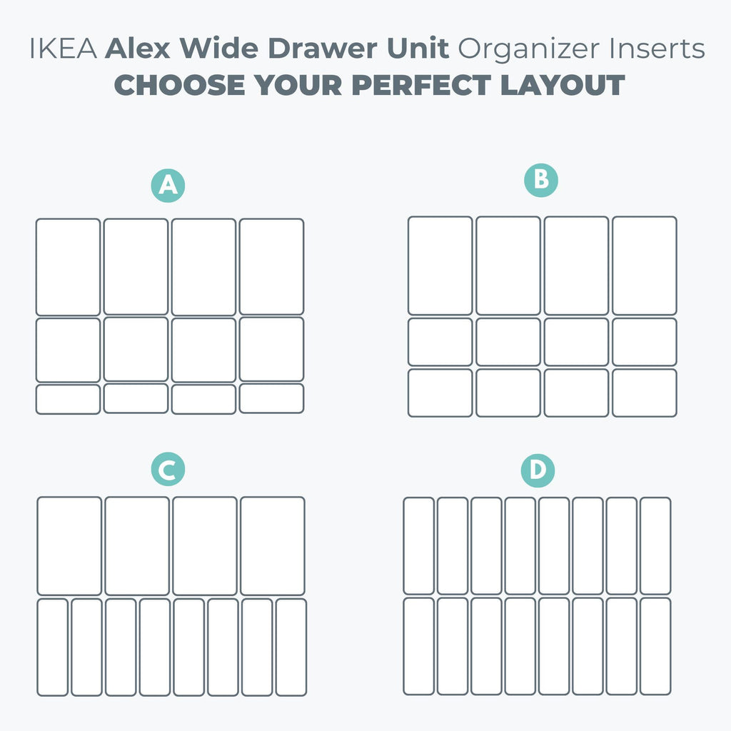 Drawer Organizer 1.75” tall Insert for IKEA Alex Wide Drawer Unit Top Drawers, Modular Divider Tray for Makeup, Craft, Office, Custom Layout