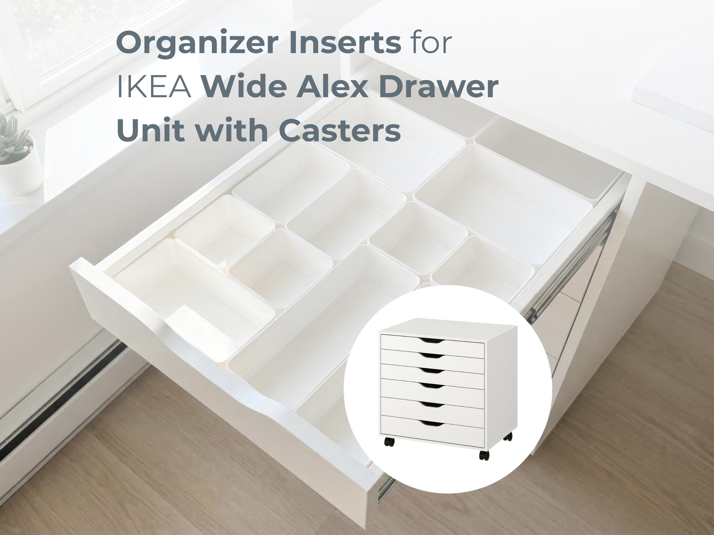 Drawer Organizer 1.75” tall Insert for IKEA Alex Wide Drawer Unit Top Drawers, Modular Divider Tray for Makeup, Craft, Office, Custom Layout