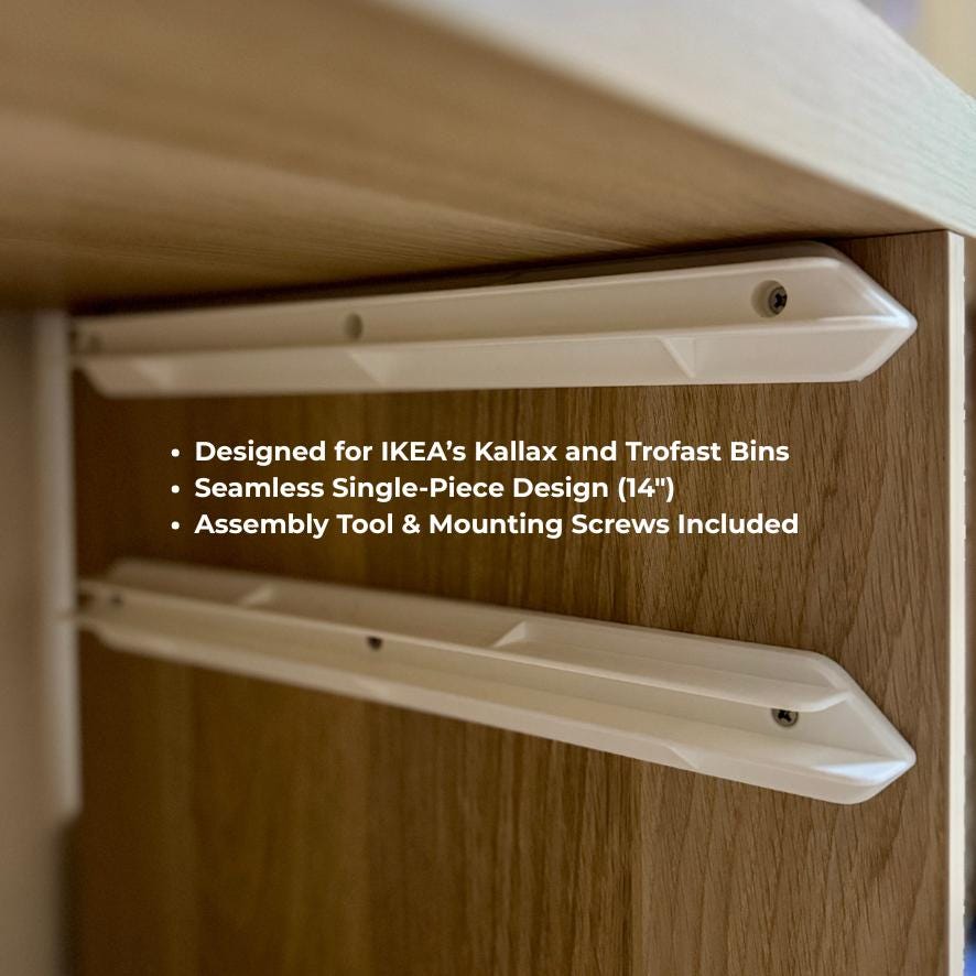 Drawer Conversion Kit for IKEA Kallax and Trofast Drawers – 14" Single-Piece Slide Rails with Assembly Tool & Screws | Make-up Storage
